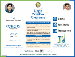 Tamil Nadu Global Investors Meet 2019 Single Window Clearance Advertisement in Times of India Mumbai