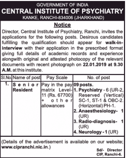 central-institute-of-psychiatry-requires-senior-resident-ad-times-of-india-delhi-21-12-2018.png
