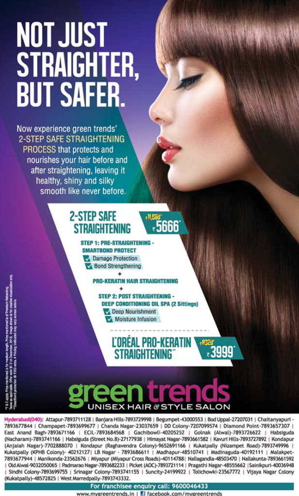 Green Trends Unisex Hair And Style Salon Not Just Straighter But Safer Ad -  Advert Gallery