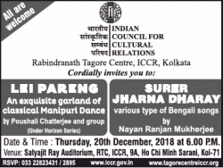 indian-council-for-cultural-relations-cordially-invites-you-to-surer-jharna-dharay-and-lei-pareng-ad-times-of-india-kolkata-18-12-2018.png