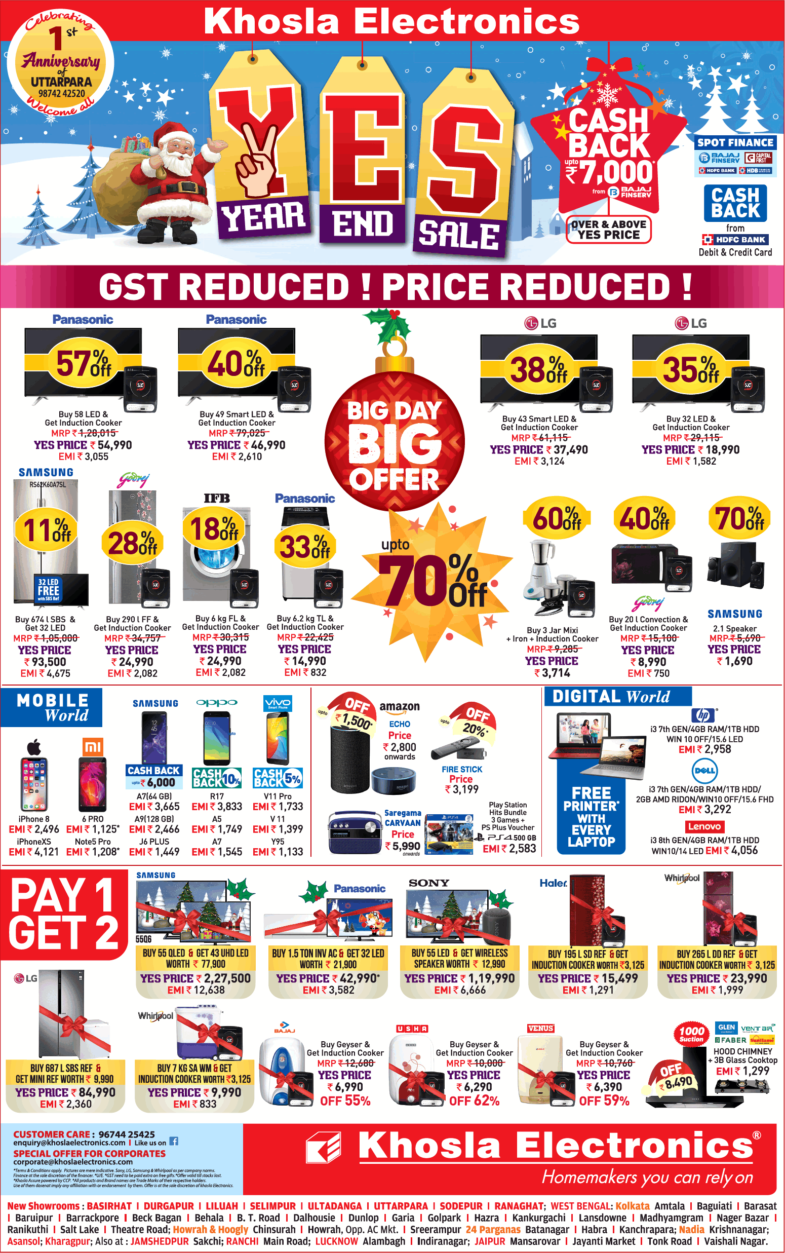 khosla-electronics-year-end-sale-big-day-big-offer-ad-calcutta-times-27-12-2018.png