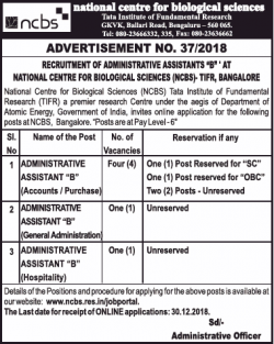 national-center-for-biological-sciences-recruitment-administrative-assistant-ad-times-of-india-delhi-11-12-2018.png