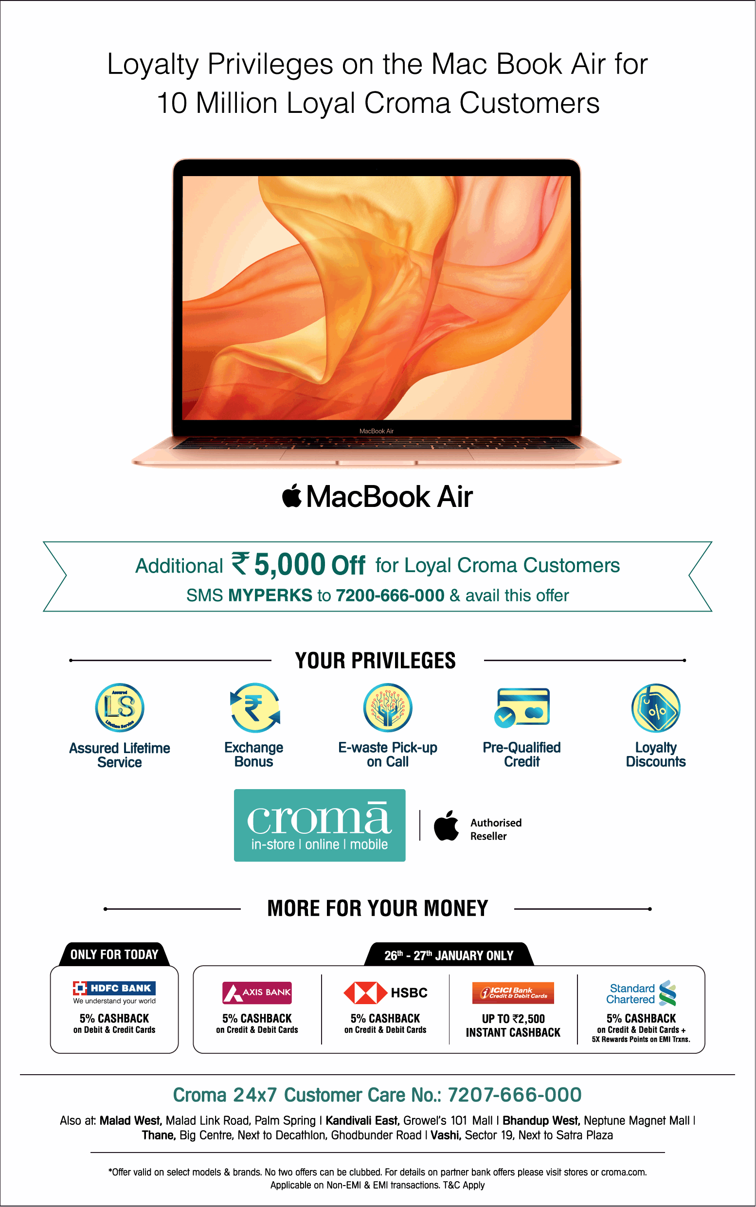 Croma Macbook Air Additional Rs 5000 Off For Loyal Croma Customer Ad ...