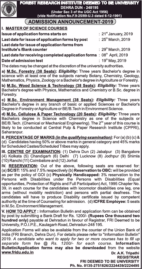 forest-research-institute-dehradun-admission-announcement-2019-ad-times-of-india-delhi-13-01-2019.png