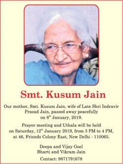 kusum-jain-prayer-meeting-and-uthala-ad-times-of-india-delhi-10-01-2019.png