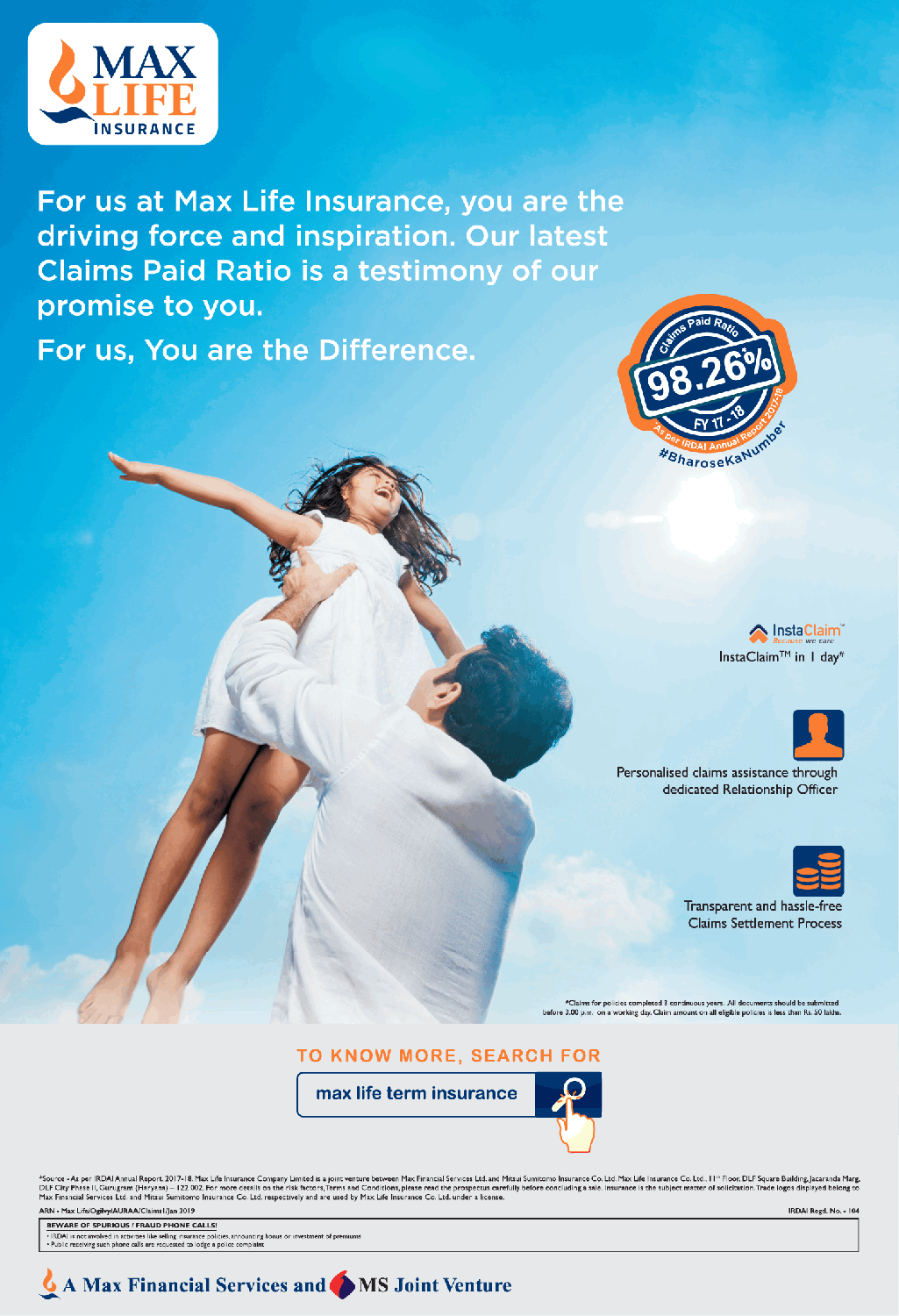 Max Life Insurance Claims Paid Ratio 98 26 Ad Advert Gallery