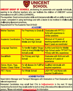 unicent-group-of-schools-looking-for-academic-teachers-ad-times-ascent-hyderabad-09-01-2019.png