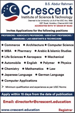crescent-institute-of-science-and-technology-requires-professors-ad-times-of-india-chennai-13-02-2019.png