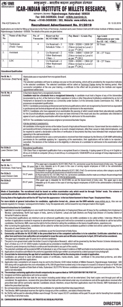 icar-indian-institute-of-millets-research-requires-technicians-ad-times-of-india-delhi-16-02-2019.png