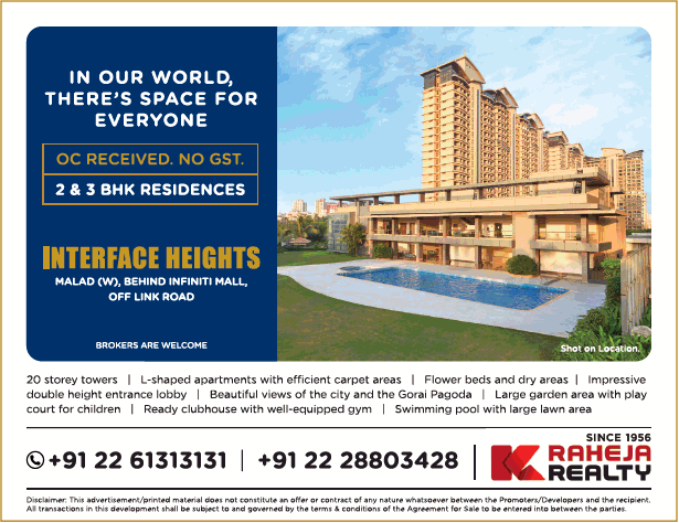 K Raheja Realty Oc Received No Gst 2 And 3 Bhk Residences Ad - Advert ...