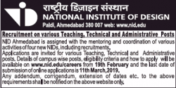 national-institute-of-design-recruitment-on-various-teaching-technical-and-administrative-posts-ad-times-of-india-delhi-17-02-2019.png