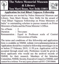 the-nehru-memorial-museum-and-library-application-for-atal-bihari-vajpayee-fellowship-ad-times-of-india-delhi-13-02-2019.png