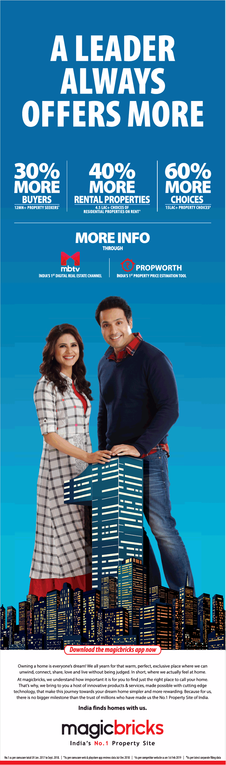Magicbricks Indias No 1 Property Site A Leader Always Offers More Ad Advert Gallery