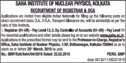 saha-institute-of-nuclear-physics-kolkata-recruitment-of-registrar-and-dca-ad-times-of-india-delhi-28-02-2019.png