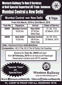 western-railway-holi-special-superfast-ac-train-between-mumbai-central-and-new-delhi-ad-times-of-india-mumbai-28-02-2019.png