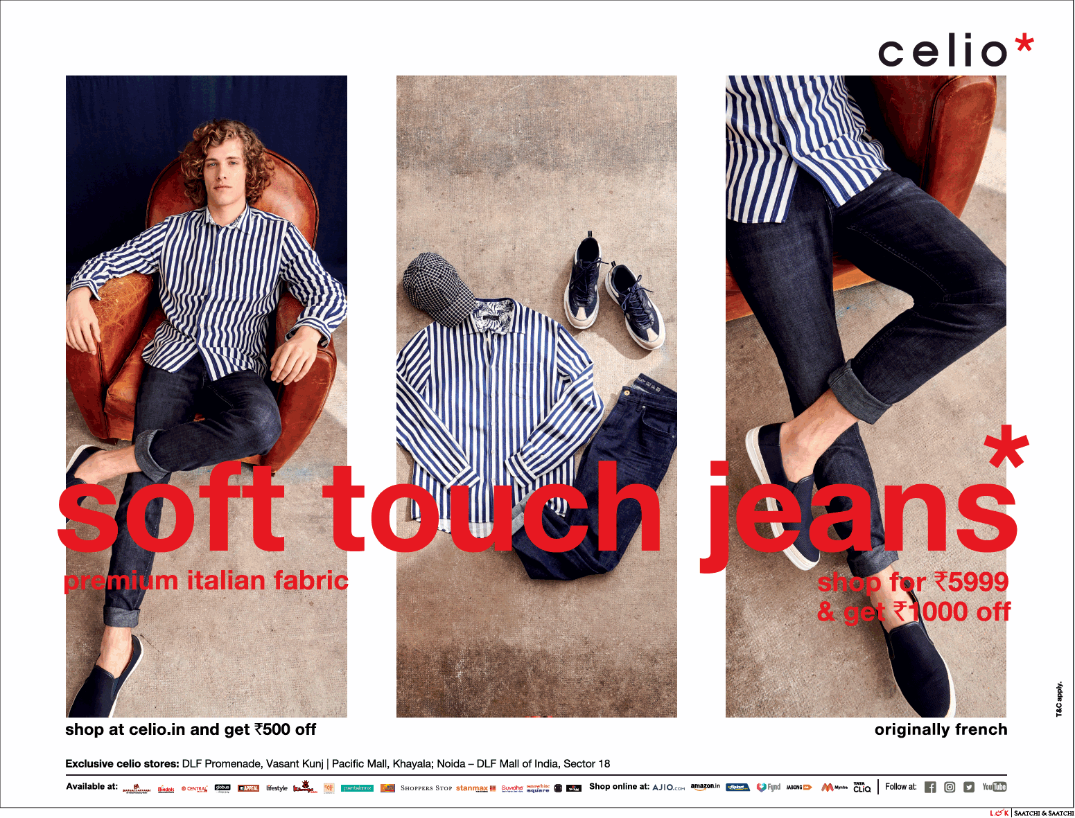 Celio Clothing Soft Touch Jeans Shop For Rs 5999 And Get Rs 1000 Off Ad ...