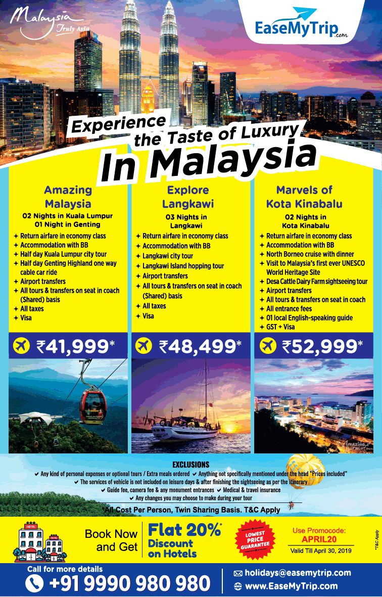 Easemytrip Com Experience The Taste Of Luxury In Malaysia Ad - Advert ...