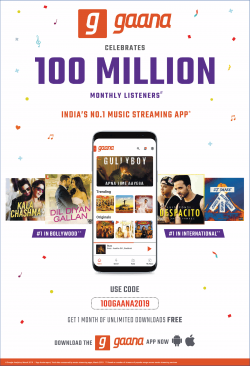 gaana-celebrates-100-million-mothly-listeners-indias-no-1-music-streaming-app-ad-times-of-india-delhi-25-04-2019.png