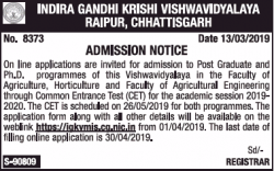 indira-gandhi-krishi-vishwavidyalaya-raipur-admission-notice-ad-times-of-india-delhi-17-03-2019.png