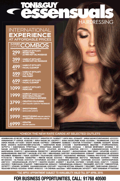 Toni And Guy Essensuals Hairdressing International Experience At Affordable  Prices Ad - Advert Gallery