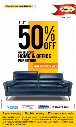 durain-flat-50%-off-on-selected-home-and-office-furniture-ad-delhi-times-13-04-2019.png