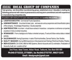 ideal-group-of-companies-requires-logistics-executive-ad-deccan-chronicle-hyderabad-04-04-2019