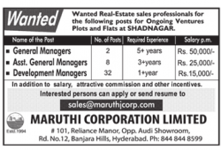 maruthi-corporation-limited-wanted-general-manager-ad-deccan-chronicle-hyderabad-04-04-2019