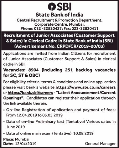 state-bank-of-india-recruitment-of-junior-associates-ad-times-of-india-delhi-12-04-2019.png