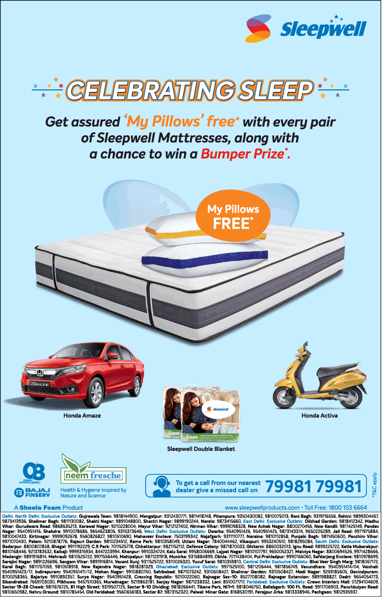 sleepwell-mattress-celebrating-sleep-my-pillows-free-ad-delhi-times-14-06-2019.png