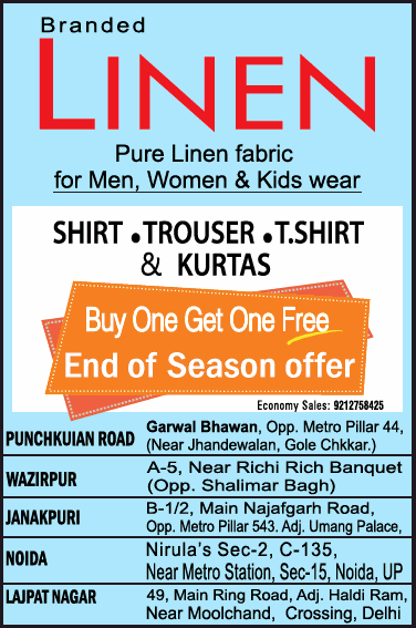 Branded Linen Pure Linen Fabric Ad Delhi Times - Advert Gallery