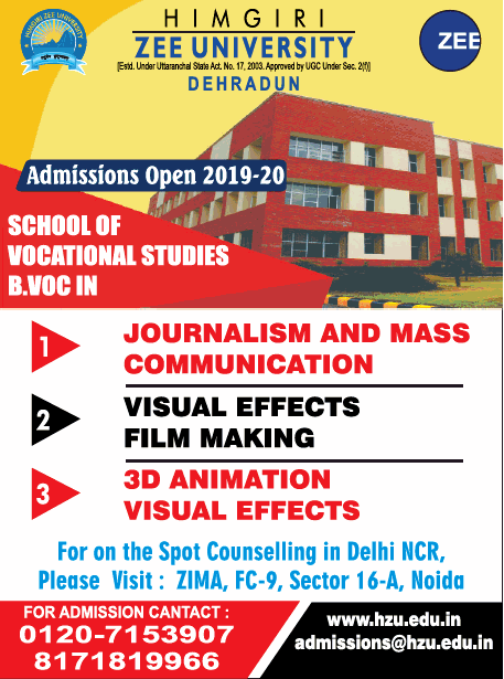Himgiri Zee University Admissions Open 2019 20 Ad Delhi Times - Advert  Gallery