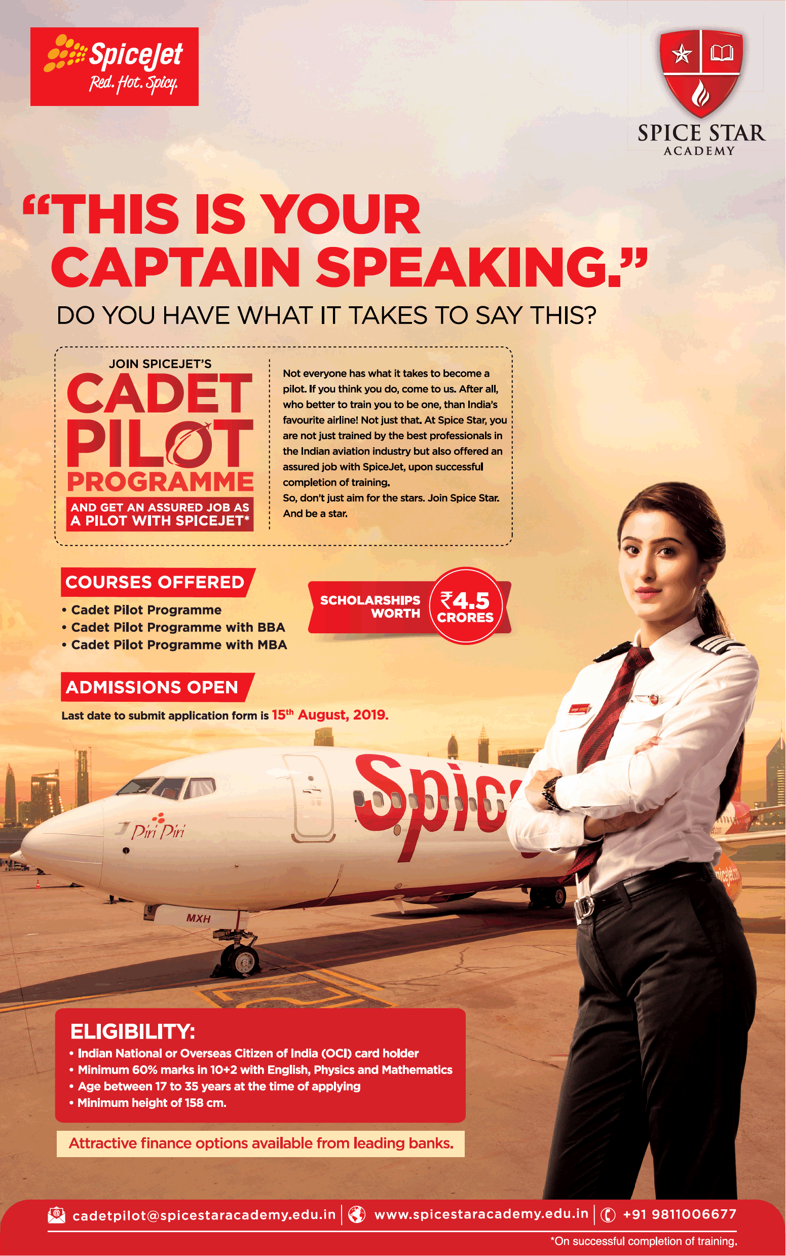 Spicejet Cadet Pilot Programme Ad Delhi Times Advert Gallery