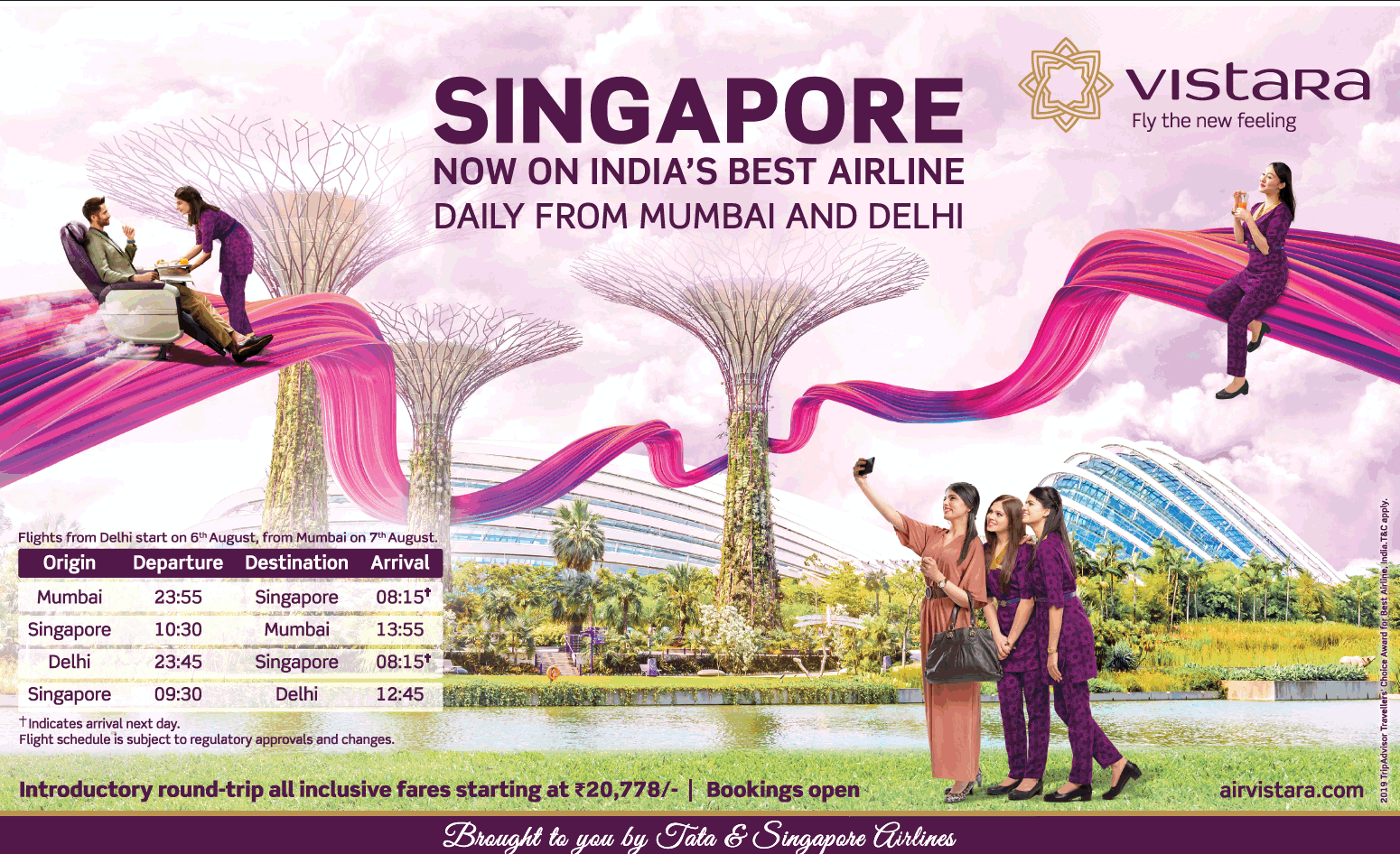 Vistara Singapore Now On Indias Best Airline Daily Ad Times Of India ...