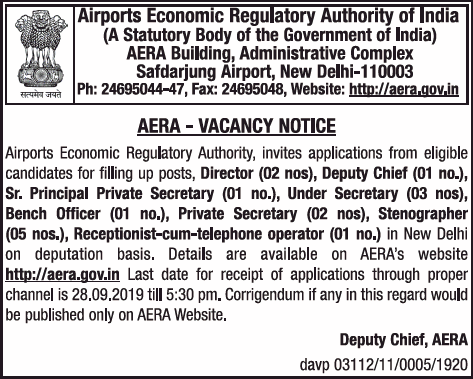 airports-economic-regulatory-authority-of-india-aera-vacancy-notice-ad-times-of-india-delhi-29-08-2019.png