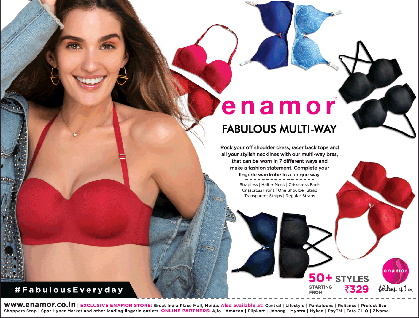 Enamor Innerwear Fabulous Multi Way Ad Delhi Times - Advert Gallery