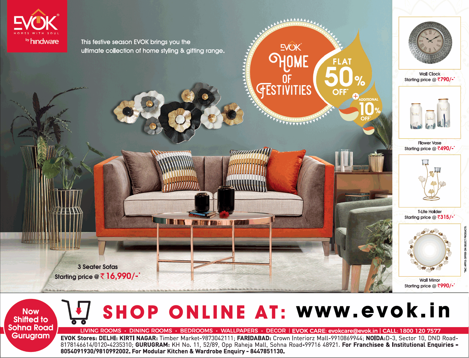 Evok By Hindware Home Of Festivities Flat 50 Off Ad Delhi Times 17 10 2020 