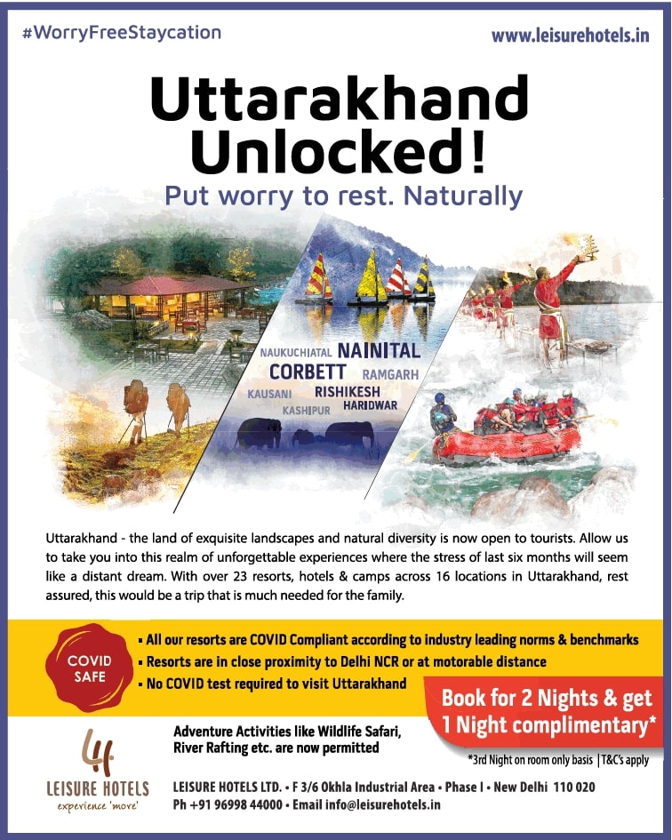 leisure-hotels-resorts-uttarakhand-unlocked-book-for-2-nights-&-get-1-night-free-ad-delhi-times-10-11-2020