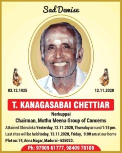 t-kanagasabai-chettiar-nerkuppai-chairman-muthu-meena-group-sad-demise-ad-toi-chennai-13-11-2020