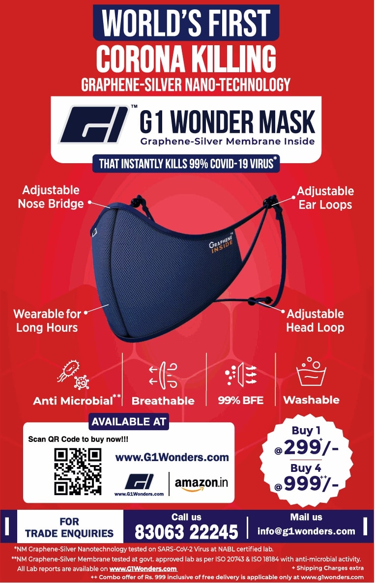 g1-wonder-mask-worlds-first-corona-killing-graphene-silver-nano-technology-ad-delhi-times-24-12-2020