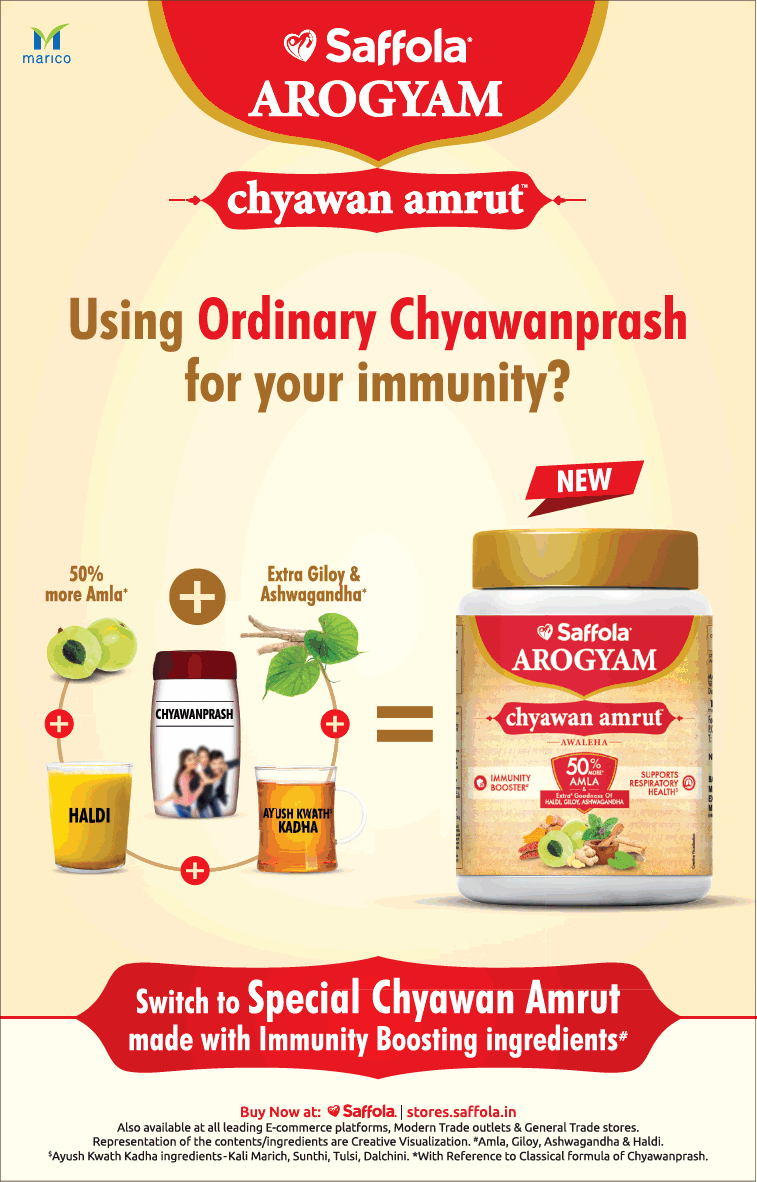 saffola-arogyam-chyawan-amrut-using-ordinary-shyawanprash-for-immunity-ad-times-of-india-delhi-24-12-2020