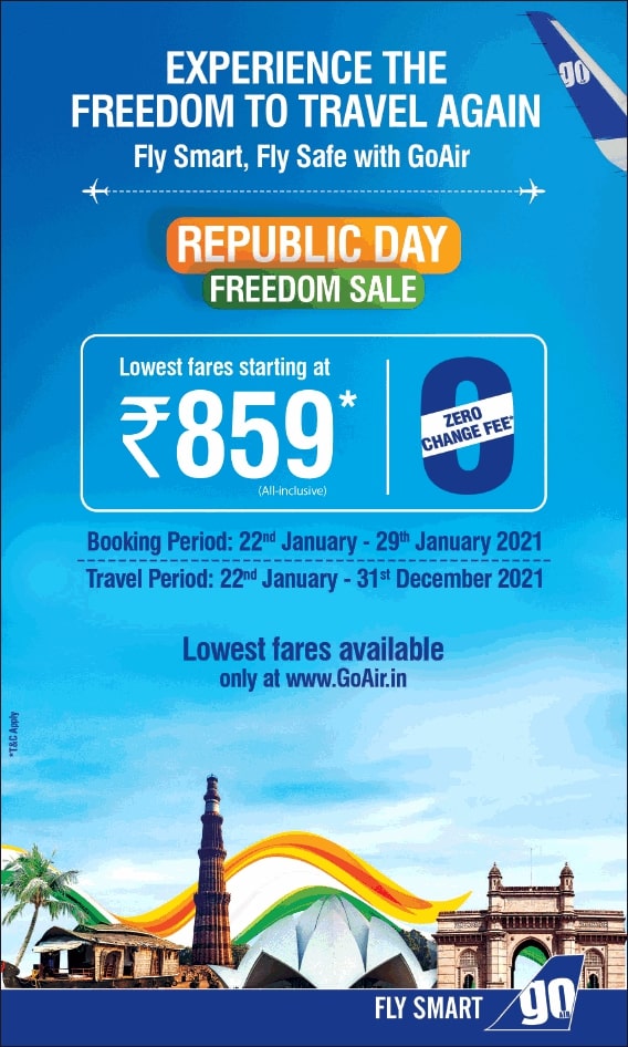 fly-smart-go-republic-day-freedom-sale-lowest-fares-starting-at-rupees-859-ad-times-of-india-bangalore-22-01-2021