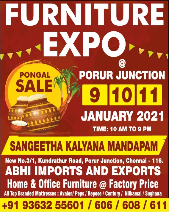 furniture-expo-pongal-sale-at-porur-junction-9-10-11-january-2021-ad-chennai-times-10-01-2021