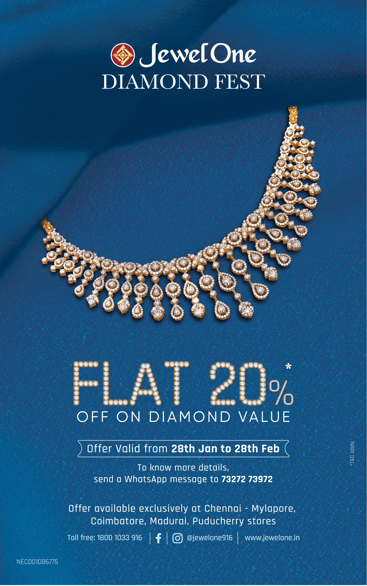 jewel-one-diamond-fest-flat-20%-off-on-diamond-value-ad-times-of-india-chennai-30-01-2021