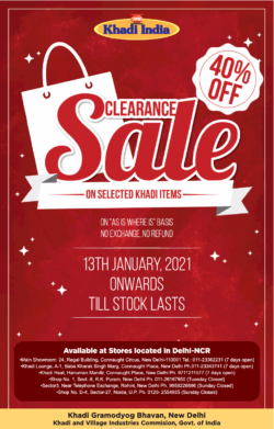 khadi-india-clearance-sale-40%-off-ad-times-of-india-delhi-14-01-2021