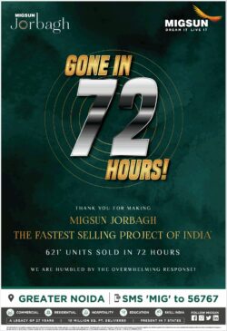 migsun-jorbagh-property-for-sale-621-units-sold-in-72-hours-ad-times-of-india-delhi-19-01-2021