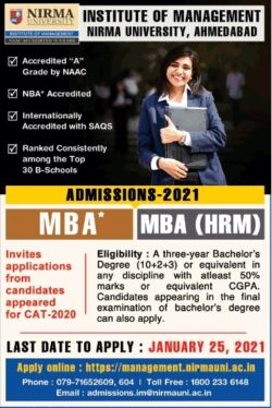 nirma-university-institute-of-management-admissions-2021-ad-times-of-india-bangalore-10-01-2021
