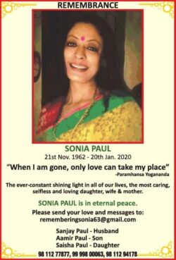 remembrance-sania-paul-ad-times-of-india-delhi-20-01-2021