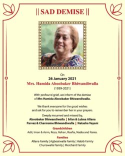 sad-demise-mrs-hamida-aboobaker-bhiwandiwalla-ad-times-of-india-mumbai-28-01-2021