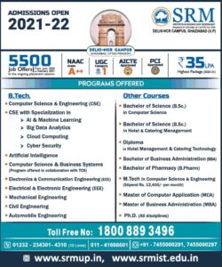 srm-institute-of-science-and-technology-admissions-open-2021-22-ad-times-of-india-delhi-18-03-2021