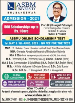 asbm-university-bhubaneswar-admission-2021-ad-times-of-india-mumbai-07-04-2021